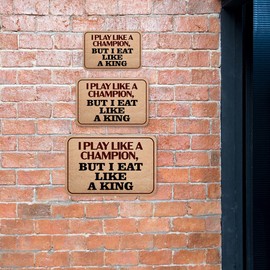 Classic Framed Plus I Play Like a Champion, But I Eat Like a King Door or Wall Sign | Funny Sporty Teen - Medium