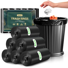 8 Gallon 60 Counts Strong Trash Bags Garbage Bags by Teivio, Bathroom Trash Can Bin Liners, Medium Plastic Bags for home office kitchen, Black