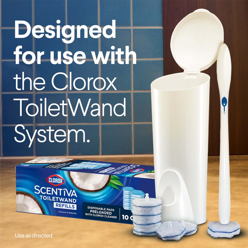CLOROX Scentiva ToiletWand Toilet Cleaner Refills, Toilet brush, Coconut and