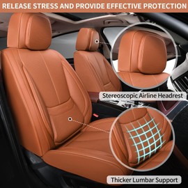 truckerset Car Seat Covers, Leather Seat Covers for Cars Full Set, Waterproof and Breathable Suitable for Most SUV/Truck/Sedan/Automotive 5 Pack (Brown)