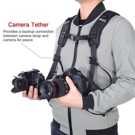 Ztowoto Double Shoulder Camera Strap Harness Quick Release Adjustable Dual Camera Tether Strap DSLR SLR Camera (ztowoto)