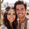 Yokawe Bohemian Beaded Head Chain,Turquoise Pearl Headpiece,Festival Hair Accessory (White)