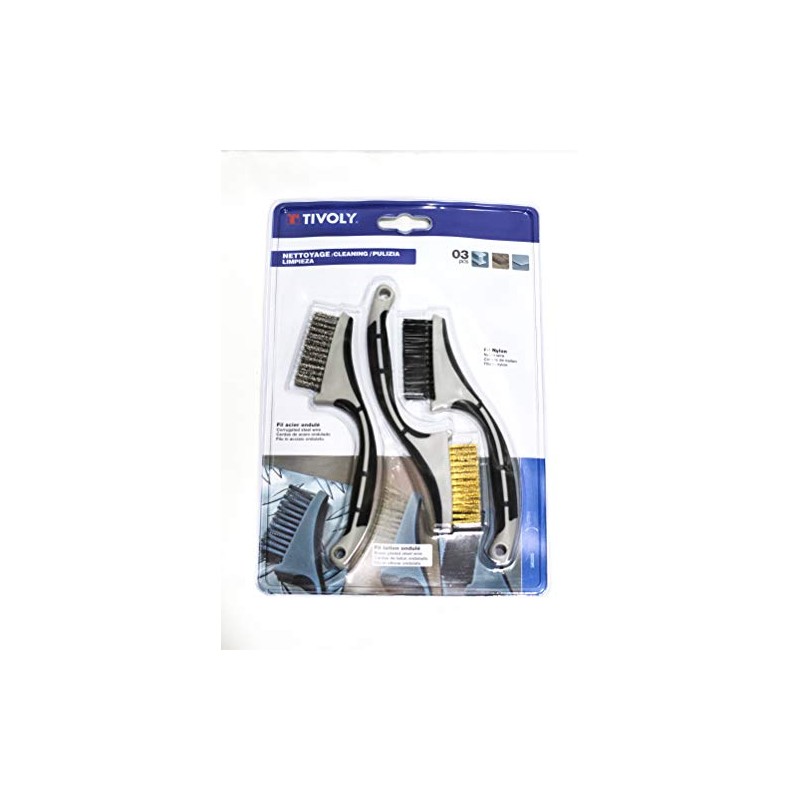 TIVOLY XT20252580205 Mixed Mini Hand Brushes for Cleaning/Stripping, Grey, Set