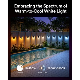 Lumary 6 Pack Smart LED Deck Lights, 12-24V Low Voltage Outdoor Step Lights with Hub, 2200K-6500K RGBCW Color Changing Waterproof Landscape for Deck, Fence, Stair, Work with Alexa/Google Assistant