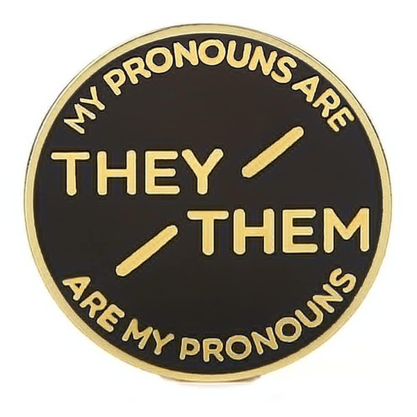 My Pronouns They Them Pronoun Brooch Button Non-Binary Badge Enamel