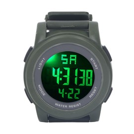 Digital Sports Watch Multifunctional Large Display Luminous 5Bar Waterproof Swimming Watch for Running Hikes Green