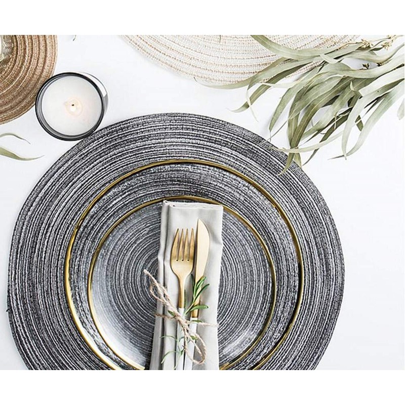 JZK Set of 8 grey braided round table mats and