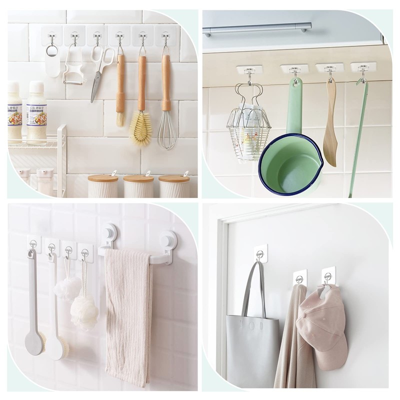 Lomrsiul Adhesive Wall Hooks for Hanging, Clear Removable Window Hooks