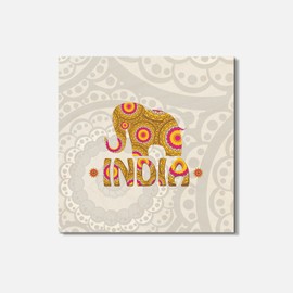 Unbranded Indian Elephant Animal 4'' X 4'' Square Wooden Coaster