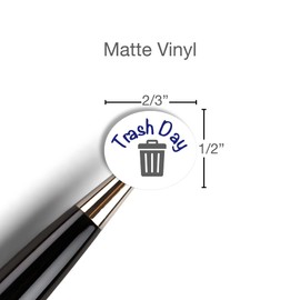 Trash Day Planner Stickers / 54 Fun Vinyl Stickers (1/2”) / Chore Reminder/Essential Productivity Life Planner Stickers/Bujo Bullet Journaling/Todo Appointments (Matte Vinyl, 1 Sheet)