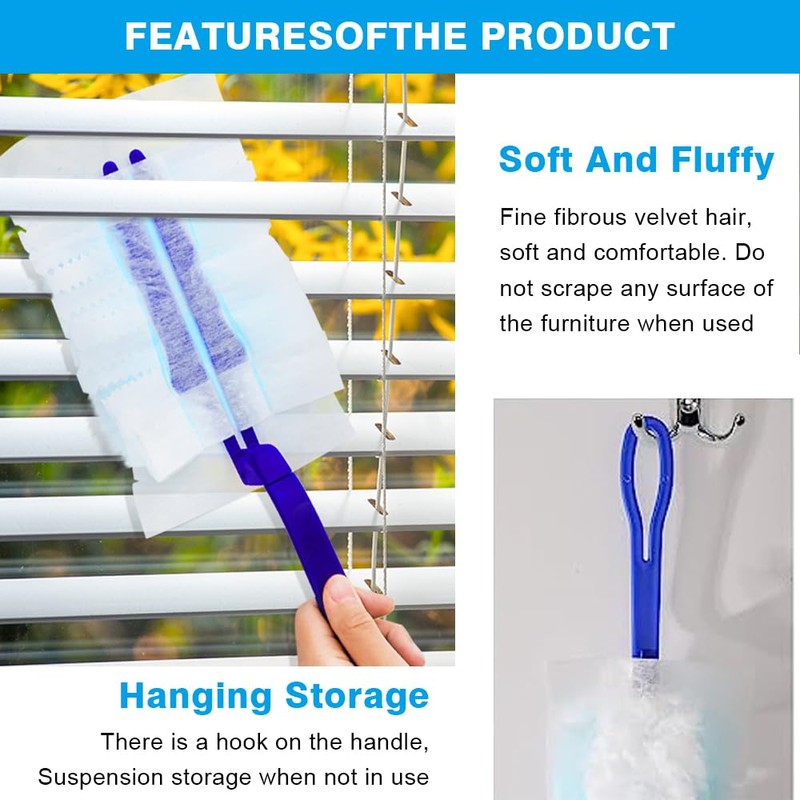 30PCS Fluffy Duster Refills, Dust Magnet Refill with 1 Handle,