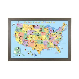 Push Pin Travel Maps - Kids USA - Black Frame Framed Pin Map for Tracking Your Travels - 27.5" x 39.5" - 8 Handcrafted Frame Options - Made in USA - Ideal for Any Traveler