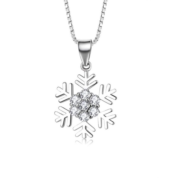 Deyanse Silver Necklace for Women, 925 Sterling Silver Snowflake Pendant
