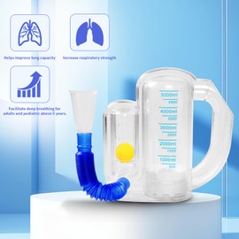 Incentive Spirometer (BLUE04, Medium) for Adult Lung Trainer Breathing Exerciser Respiratory Strengthener Device —5000ml Volume