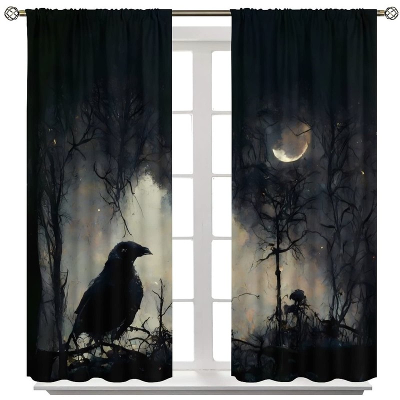 Cortinas góticas de cuervo para decoración de pájaros, cuervo negro,