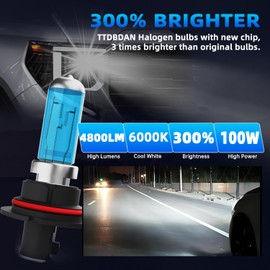 TTDBDAN Headlights+ License Plate Lights Fit For Ford Mustang 1988-1993 Light Bulbs,9004/HB1 High/Low Beams+ h3 Fog Lights+ License Plate Lights Combo,Plug And Play,Pack of 6