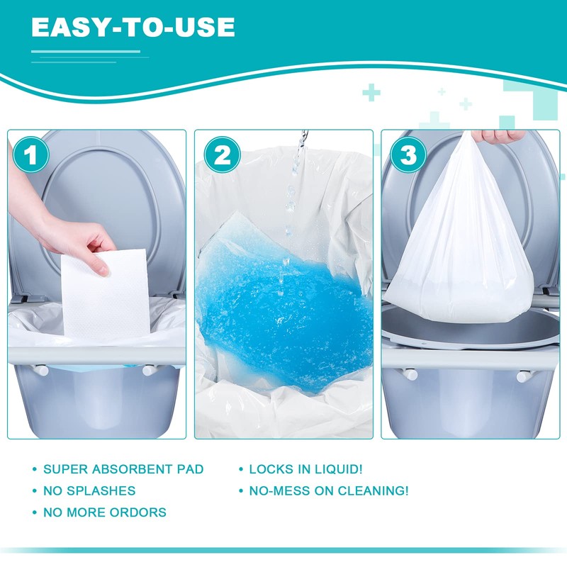 Oumee 120 Count Absorbent Commode Pads for Bedside Commode Bucket,
