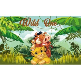 5 x 3ft Lion Wild One Backdrop for 1st Birthday Party Supplies Jungle Safari Backdrop King Backdrop for Boy One Birthday Lion Banner for Party Decorations