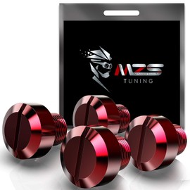 MZS Mirror Hole Plugs Motorcycle Mirrors Blanking Cover Caps Universal CNC Red 4 Pcs M10 X 1.25 Clockwise Reverse Compatible with Street Naked Road Bike