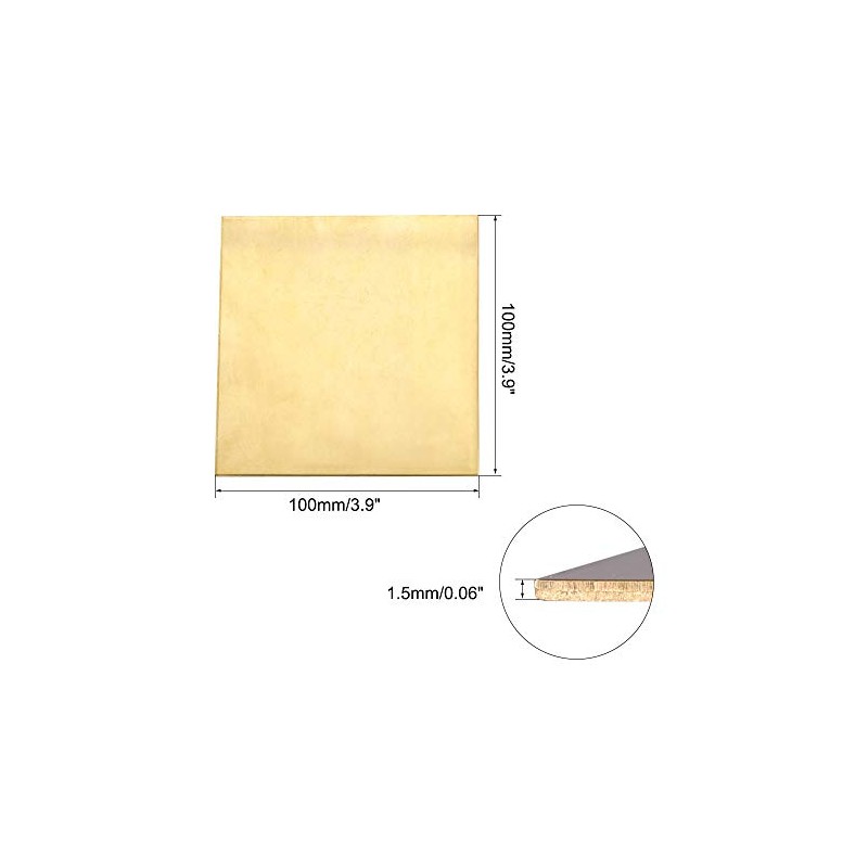 sourcing map Brass Sheet, Metal Sheets Plates 3.9" Length x