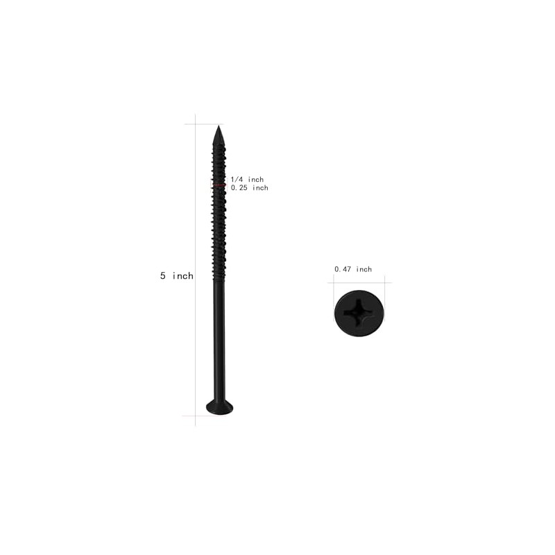 WenSilon(100 PCS) 1/4" x5 Black Concrete Screw Anchor Black Flat