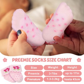 Toulite 12 Pairs Preemie Socks Girls and Boys Premature Ruffle Socks Preemie Turn Cuff Cotton Socks Hospital Nicu (Colorful,One Size)