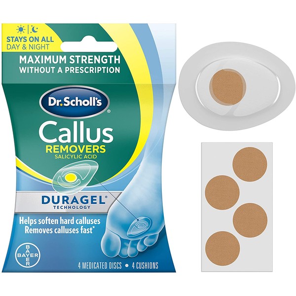 Dr Scholl's Duragel Callus Removers, 4 Cushions and 4 Medicated Discs, (Packaging May Vary)