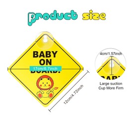 FUNCYboo Baby on Board Sign, 2Pcs Baby on Board Warning Signs with Suction Cups Baby Car Decal for Car Truck Van Window Bumper