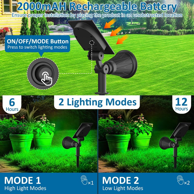 T-SUNUS Green Solar Landscape Spot Lights Christmas IP65 Waterproof Garden