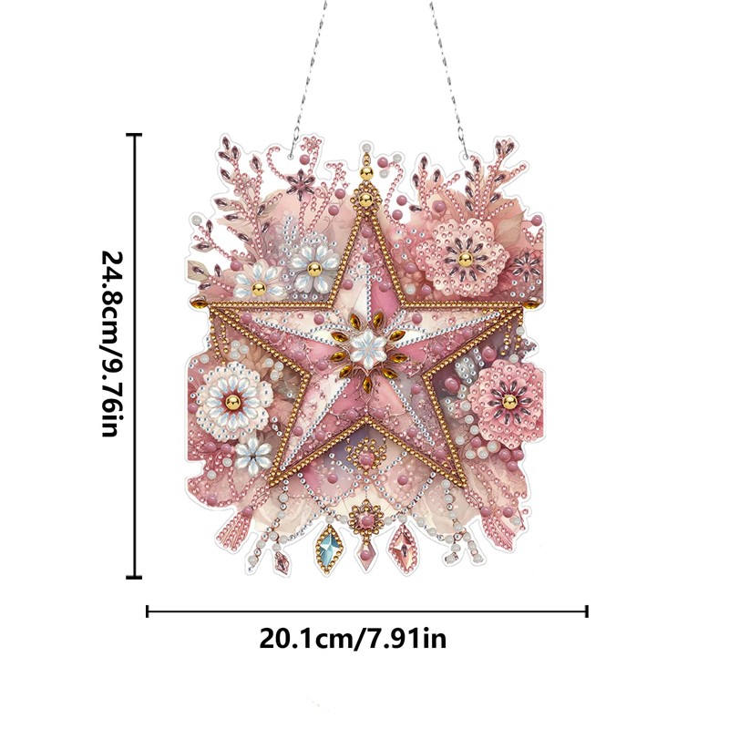 Amiiba Diamond Painting Hanging Kit Pink Starfish, 5D Diamond Art