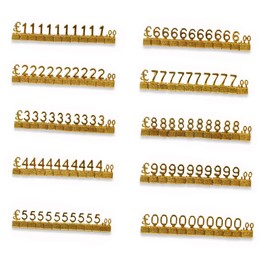 SagaSave 10 Sets Mini 3D Metal Price Tags Adjustable Removable for Jewelry, Watch, Ring and Luxury Goods (Gold/GBP)