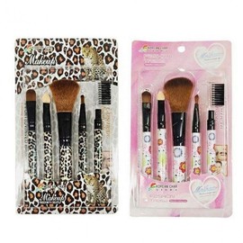Portable 5-Piece Makeup Brush Set Foundation Brush Checkered 2ea
