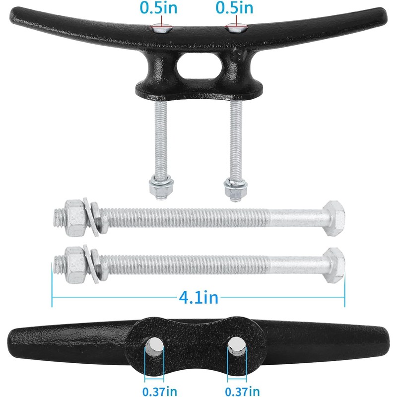 VEITHI Boat Cleats 8 inch (6 Pack),Electrophoretic Coated Black Boat