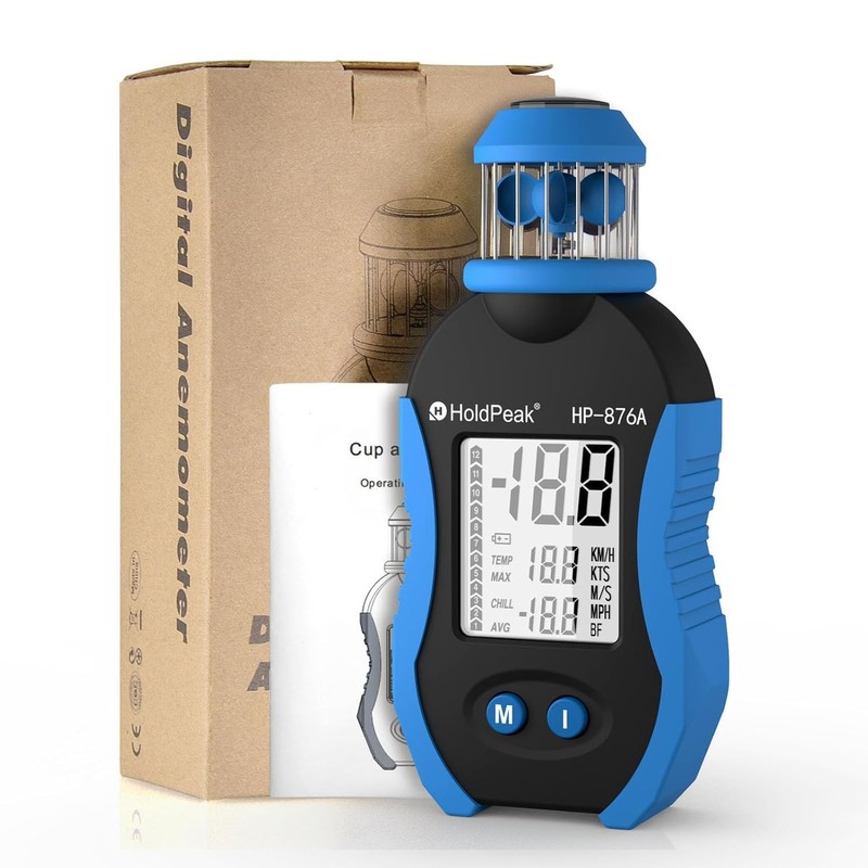 Handheld Cup Anemometer, 42m/s Digital Air Wind Speed Meter with