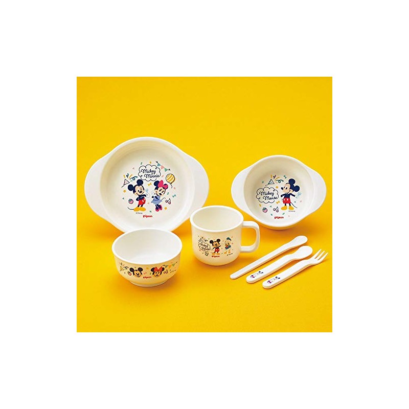 Pigeon Baby Tableware Set, Mickey & Friends (All Baby Tableware