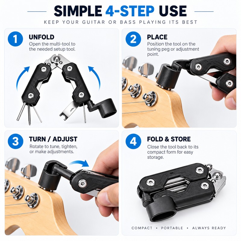 Guitar & Bass Setup Multitool for Neck Relief & String