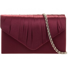 LeahWard Women's Satin Floral Clutch Bags Party Wedding Evening Handbag 8002 (Burgundy)