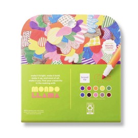 Mondo Llama 10ct Broad Tip Markers, Classic Colors, 2mm, Permanent, 3-pack