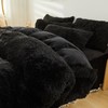 ERLOXO Fluffy Black Faux Fur Comforter Cover Set Twin，Fluffy Fuzzy