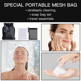 Travel Soap Container Bag Case, Waterproof Leak Proof Soap Travel Case with 2pcs Bubble Mesh Bag, Friendly Reusable Box for Camping & Gym
