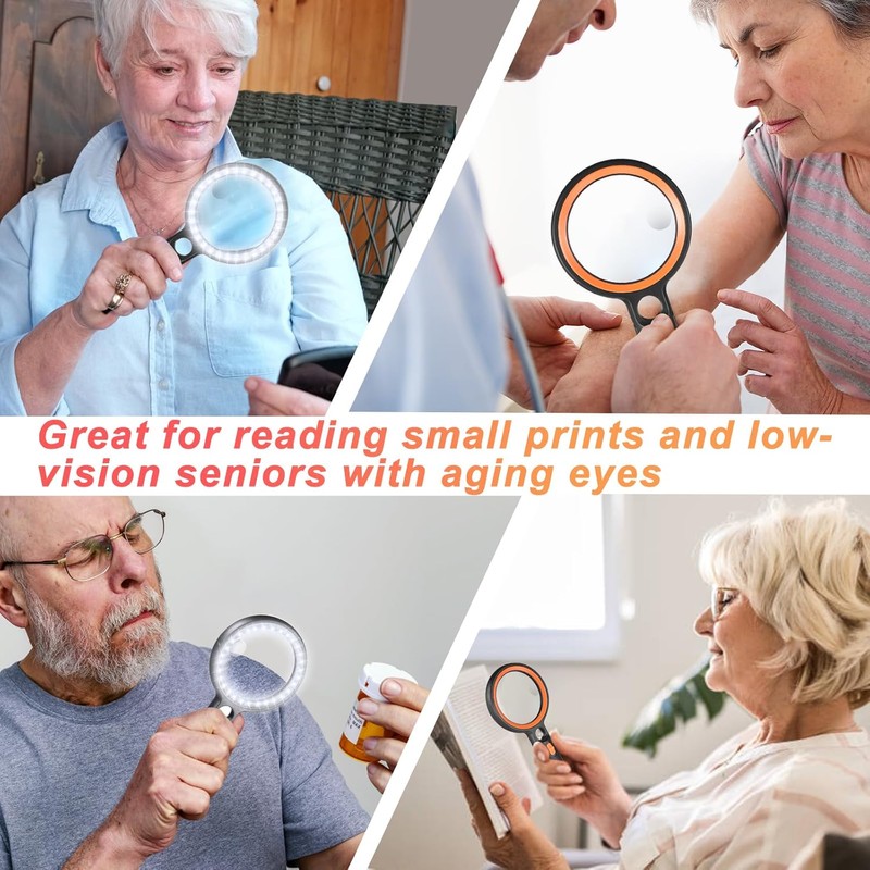 Magnifying Glass with Light, 30 LED Lights Handheld Illuminated Magnifier