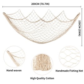 Fishing Net Wall Decoration Beach Themed Fishing Net Wall Hanging for Party Wall Home Wedding Decoration Photography Decoration 150 cm × 200 cm