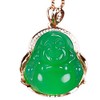 Green Cut Jade Buddha Pendant Necklace 14k Gold Plated, jade,