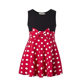Girls Minnie Princess Dresses Mini for Girls Minnie Costume Baby Girl Dress Polka Dot Dress (Red, 8-10)