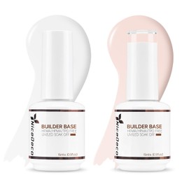 Nicedeco Builder Base Gel Nail Polish 2 Pcs 15ml Nude Pink Clear Builder Nail Gel Soak Off LED U V Gel Nail Kit Manicure DIY Home for Women