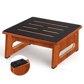 Step Stool, Bed Steps for High Beds for Adults with Non-Slip Rubber Stepping Surface and Handles, 450 LBS Capacity for Bedroom Kitchen Bathroom, or Bedside, Senior Support (Brown)