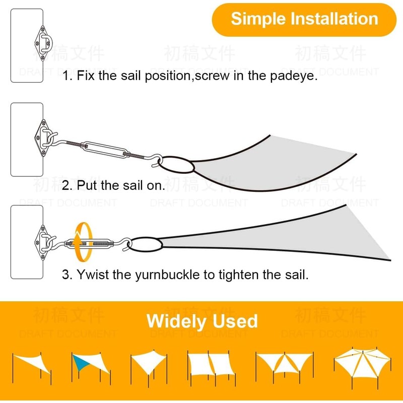 M6 Awning Attachment Set, Heavy Duty Sun Shade Sail Stainless