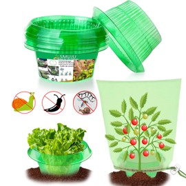 12 pieces + 12 pieces net: snail collar, snail protection, snail fence, snail protection rings, for repelling snails, for your salad plants and cabbage - protects plants from animal eating, green