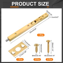 uxcell uxcell Door Bolts Latch 10 Inch, Stainless Steel Security Door Guard Lever Action Flush Slide Lock for Inactive Leaf, Double Dummy Door, Gold