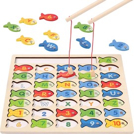 TAIMEI Juguete Montessori para Niños, Juguetes magnéticos para Pescar,Juguete Educativo y Didáctico para Aprender Colores,Números y Formas,Tablero de Aprendizaje con Pescados Magnéticos a Color.